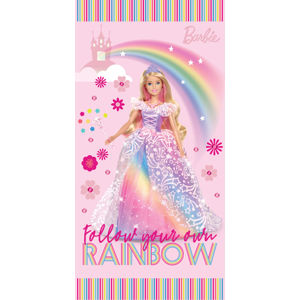 TipTrade Bavlněná froté osuška 70x140 cm - Barbie Duhová Princezna
