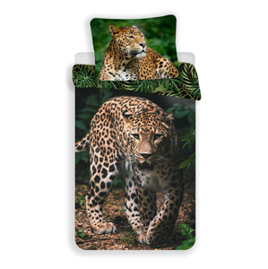 Jerry Fabrics Bavlněné povlečení s 3D fototiskem 140x200+70x90 - Leopard Green
