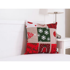 B.E.S. - Petrovice, s.r.o. Vánoční dekorační polštářek 45x45 cm - Vánoční patchwork