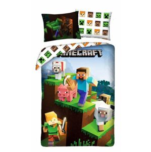 Halantex Bavlněné povlečení 140x200 + 70x90 cm - Minecraft Farma animals