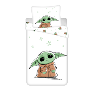 Jerry Fabrics Bavlněné povlečení 140x200 + 70x90 cm - Star Wars "Baby Yoda"