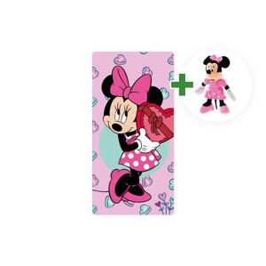 Sada osuška 70x140 cm - Minnie "Pink" + plyšová hračka Minnie