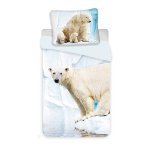 Jerry Fabrics Bavlněné povlečení 3D fototisk se zipem Lední medvěd/Polar Bear blue 140x200