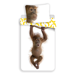 Jerry Fabrics Bavlněné povlečení 3D fototisk se zipem 140x200 - Orangután
