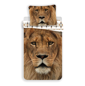 Jerry Fabrics Bavlněné povlečení 3D fototisk se zipem Lion 03 140x200