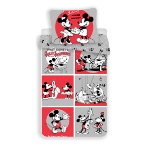 Jerry Fabrics Bavlněné dětské povlečení Mickey a Minnie classics 140x200+70x90